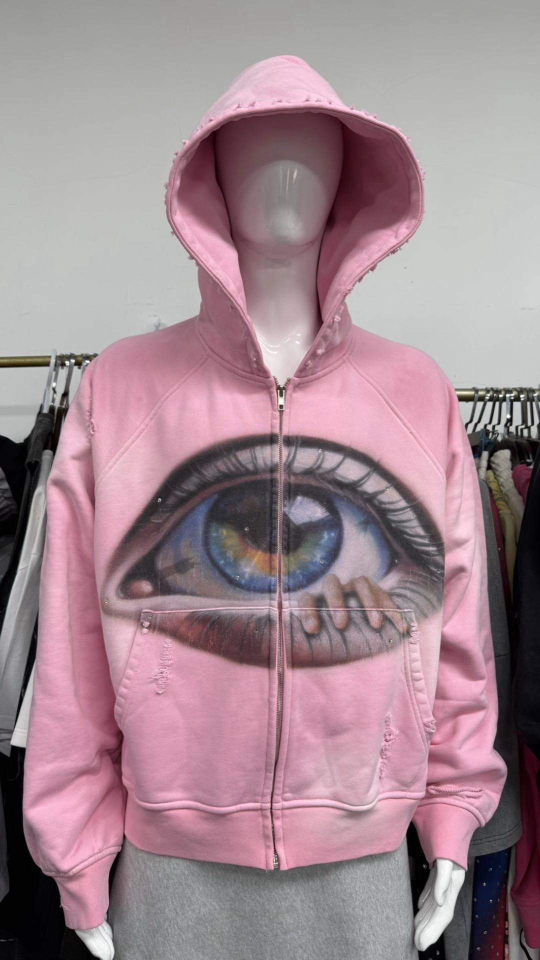 Oversize Fashion Artistic Eye Zip Up Hoodie